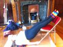Using the back of a chair to work towards shoulderstand
